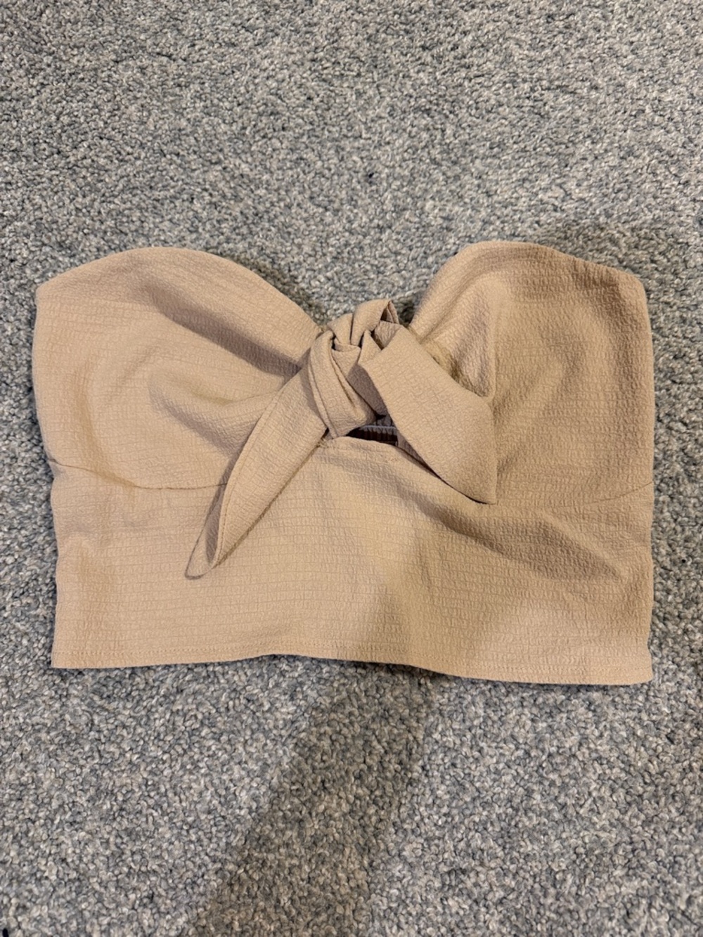SHEIN Beige Knot Front Strapless Crop Top